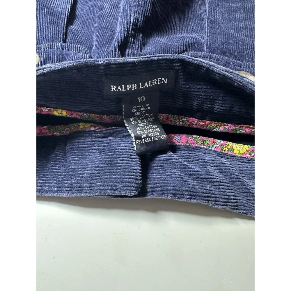 Ralph Lauren Girls‎ 10 Blue Corduroy Skirt Skort Preppy Nautical Pockets